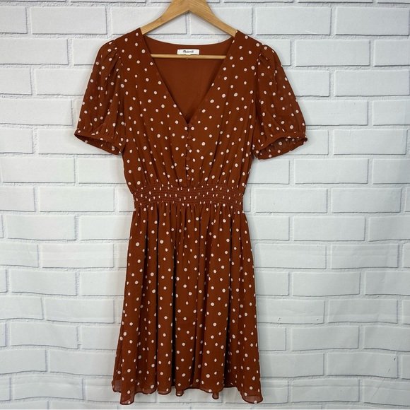Madewell Smocked-Waist Mini Dress in Inkspot Dots size small - Picture 2 of 11